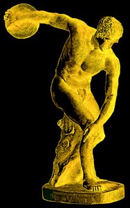 Griekse atleet die de discus werpt, illustratie uit Cassells Geïllustreerde Universele Geschiedenis door Edward Ollier, 1890