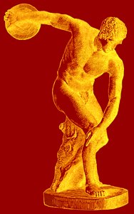 Griekse atleet die de discus werpt, illustratie uit Cassells Geïllustreerde Universele Geschiedenis door Edward Ollier, 1890