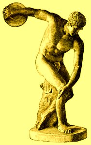 Griekse atleet die de discus werpt, illustratie uit Cassells Geïllustreerde Universele Geschiedenis door Edward Ollier, 1890 door English School