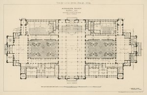 Grondplan van het noordterras van Alexandra Palace door English School