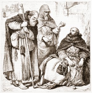 Groep bedelmonniken, illustratie uit The History of Protestantism door James Aitken Wylie (1808-1890), gepubliceerd 1878