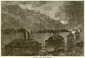 Kanonneerboten passeren voor Vicksburg door English School