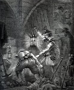 Buskruitverraad: Samenzwering van katholieken (gravure) door English School