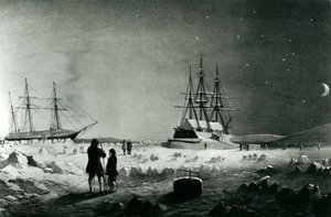 HMS Assistance en Pioneer in winterkwartieren terugkerend daglicht