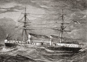 HMS Inflexible, Invincible Class Slagkruiser van de Britse Koninklijke Marine, illustratie uit 