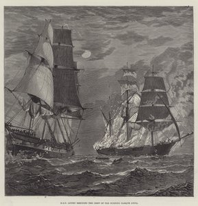 HMS Liffey redt de bemanning van de brandende bark Anita door English School