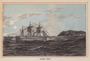 HM Indisch Troepenschip: Jabel Teel (gekleurde gravure)