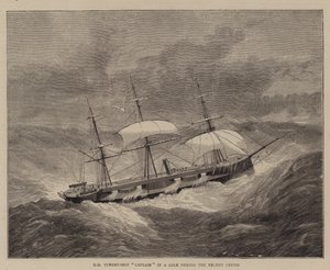 HM Torenschip "Captain" in een Storm tijdens de Recente Cruise door English School
