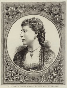 H K H prinses Beatrice, verloofd met prins Hendrik van Battenberg (gravure) door English School