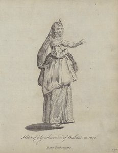 Kleding van een dame van Brabant in 1640 door English School
