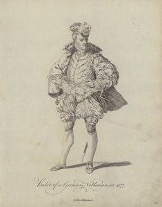 Gewoonte van een Duitse edelman in 1577 (gravure) door English School