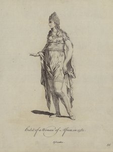 Kleding van een Vrouw uit Afrika in 1581 door English School