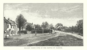 Hadley Green, plaats van de slag om Barnet (gravure) door English School