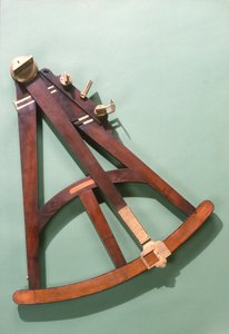 Hadleykwadrant met transversale buxushout schaal, ca. 1750 (messing en hout)
