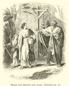 Hagar en Ismaël weggestuurd, Genesis, xxi, 14 door English School