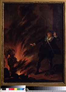 Hamlet en de geest van zijn vader, illustratie voor het stuk Hamlet van William Shakespeare (1564-1621), schilderij van de Engelse school begin 19e eeuw, Museum Poesjkin, Moskou door English School