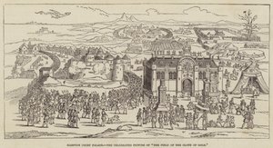 Hampton Court Palace, het beroemde schilderij van "Het Veld van het Gouden Laken" (gravure) door English School