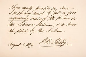 Handschrift en handtekening van Percy Bysshe Shelley, 1819 door English School