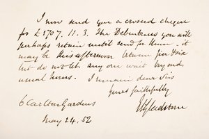 Handschrift en handtekening van William Eward Gladstone door English School