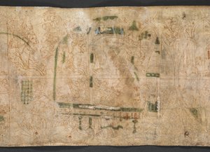 Harley Roll Y 6, Rondel 16v, Op de verso van Rondels 14-18 zijn een reeks 14e-eeuwse tekeningen, in twee registers, met scènes uit het boek I Samuel, hoofdstukken 1-4, uit het 