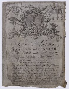 Hoedenmakers, John Adams, handelskaart door English School