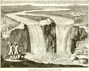 Hennepins Schets van Niagara in 1678 door English School