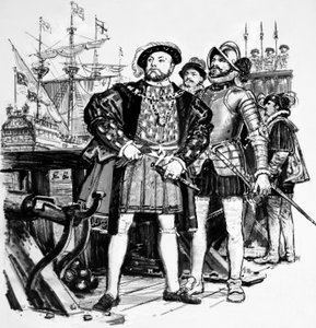 Hendrik VIII die de Engelse marine uitbreidde van slechts zeven naar vijfentachtig schepen