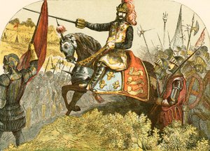Hendrik V bij de slag van Agincourt door English School