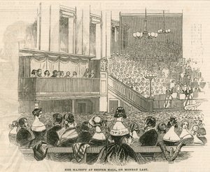Hare Majesteit Koningin Victoria in Exeter Hall, Strand, Londen