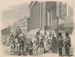 Hare Majesteit bezoekt de tentoonstelling van de Royal Academy door English School