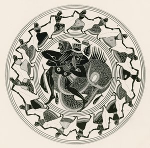 Herakles worstelend met Triton (gravure) door English School