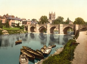 Hereford Kathedraal en Wyl Brug door English School