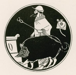 Hermes en de gemaskerde hond (gravure) door English School