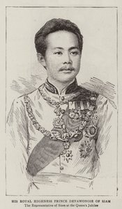 Zijne Koninklijke Hoogheid Prins Devawongse van Siam (gravure) door English School