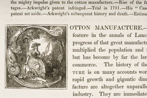 Geïllustreerde Initiaal C, uit een boek over Britse Katoenfabricage