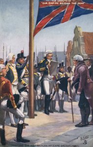 Het hijsen van de Britse vlag bij Kaapkolonie, 1796