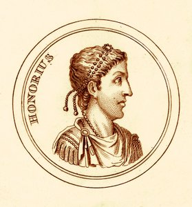 Honorius, illustratie uit Het Universele Historische Woordenboek door George Crabb, gepubliceerd 1825 door English School