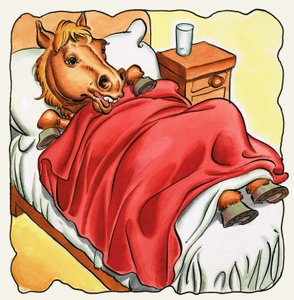 Paard in bed