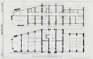 Hotel en winkels, op het Holborn Viaduct (gravure) door English School