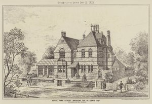 Huis Park Street Bridgend, voor W J Lewis Esquire (gravure) door English School
