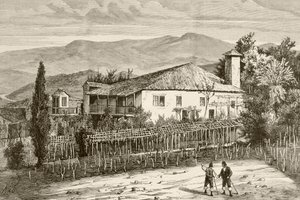 Huis in Casdemiro, Galicië, Spanje (litho) door English School