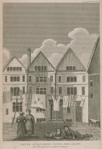 Huis in Pitchers Court, Bell Alley, ooit de residentie van Robert Bloomfield
