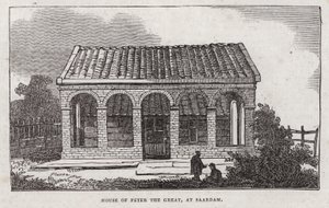 Huis van Peter de Grote, Saardam (gravure) door English School