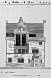 Huis en studio voor F. Miles Esq., Chelsea, illustratie uit 