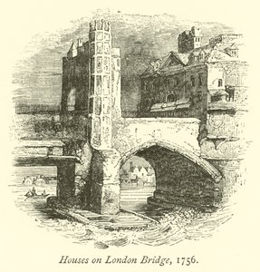 Huizen op London Brug, 1756 door English School