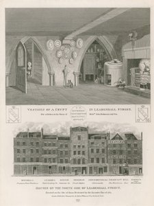 Huizen aan de noordkant van Leadenhall Street, gebouwd op de plaats van de huizen die werden verwoest door de grote brand van 1765