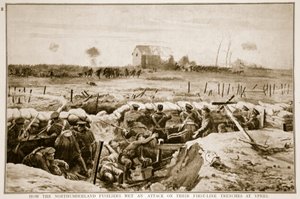 Hoe de Northumberland Fusiliers een aanval op hun eerste-lijns loopgraven bij Ieper ontmoetten