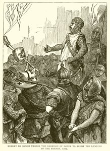 Hubert de Burgh spoort het Garnizoen van Dover aan om de Landing van de Fransen te Weerstaan, 1217 door English School