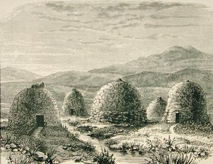 Hutten in Uig in ca. 1880, uit 