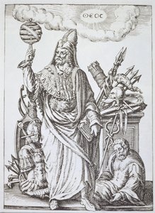 Ideale figuur van Hermes Trismegistus, kopie van illustratie uit De Divinatione et Magicis Praestigiis door Jean-Jacques Boissard, 1605, gepubliceerd eind 19e eeuw